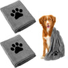 Hundehandtuch, 2 Stück Hundehandtuch Extra Saugfähig für Hunde Und Katzen, Grau Schnelltrocknend Haustier Mikrofaser Handtücher, 75 x 35 cm Hunde Handtuch für Katzen, Hunde Oder Andere Haustiere