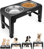 Toozey Hundenapf, Futternapf für Hunde, Höhenverstellbar, mit 2 Edelstahl-Schüsseln von 1200 ml, Hundenapf Erhöht für Mittelgroße und Große Hunde, 4 Höhenverstellbare Fütterung, Schwarz