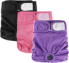 Hisprout 3-Pack Weibliche Hundewindel Hochabsorbierende Inkontinenz Wiederverwendbare Waschbare Atmungsaktive Dauerhafte Hundewindel Hosen Hund Saison Hosen (M,Rosa/Lila/Schwarz)