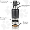 Milu Trinkflasche Hunde für Unterwegs 950ml - Wasserflasche mit Futternapf, Isolierte Edelstahl Hundetrinkflasche, Hundeflasche mit Futterbehälter, Napf, Hund, Wandern, Reisen, Spaziergang